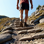 ** A person confidently walking on a rocky, uphill path, symbolizing overcoming challenges in life. Focus on determination and resilience.

**