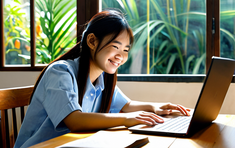 회복탄력성을 위한 자기 주도 학습 방법 - Focused Student**
"A young Vietnamese student, fully clothed in casual clothing, sitting at a woode...